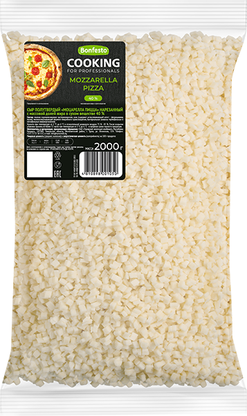 Сыр Моцарелла Пицца нарезанный кубик CooКing 40% 2 кг