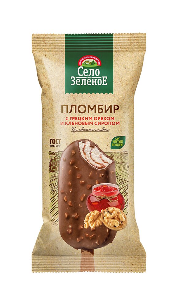Мороженое СЗ эскимо пломбир с грецким орехом и кленовым сиропом 15% 80 г