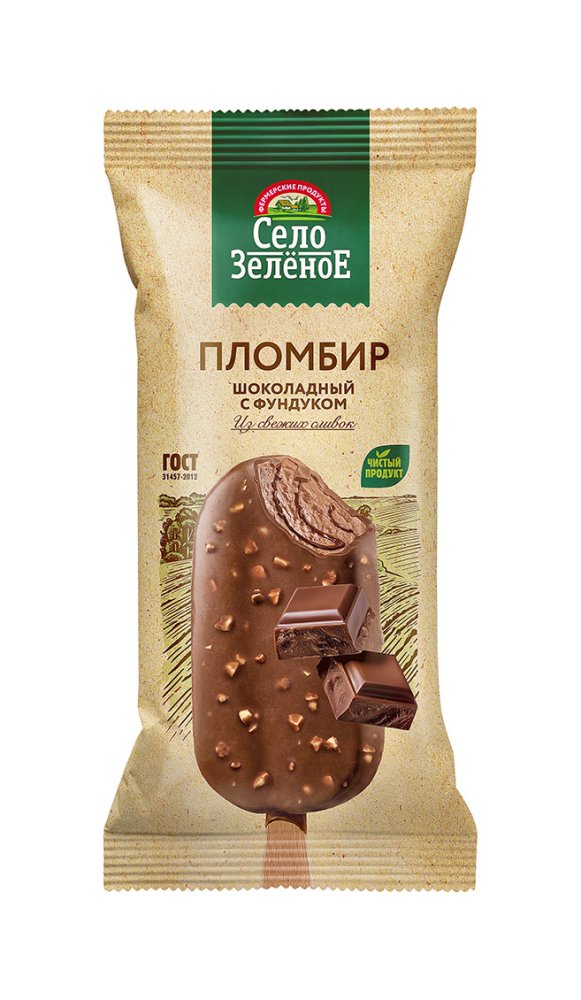 Мороженое СЗ эскимо пломбир шоколадный с фундуком 15% 80 г