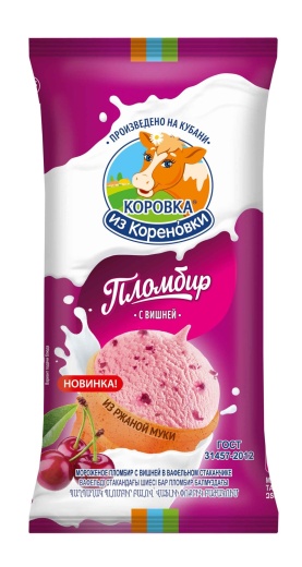 Пломбир КиК с вишней в вафельном стаканчике 100 г