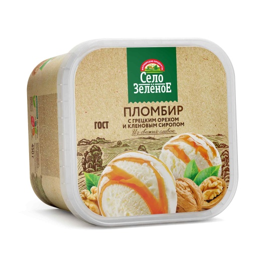 Мороженое СЗ пломбир грецкий орех и кленовый сироп пл. контейнер 15% 450 г