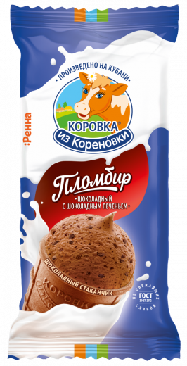 Пломбир КиК шоколад с крошкой шок. печенья в вафельном стаканчике 80 г